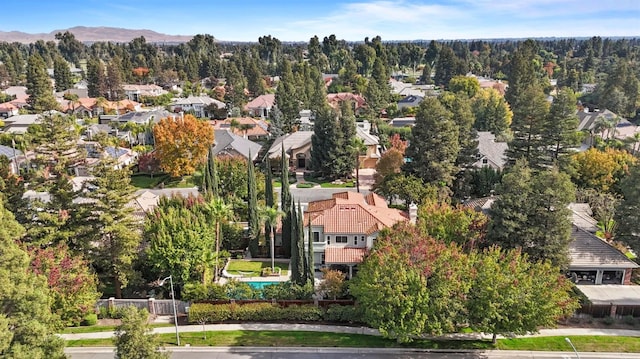 birds eye view of property featuring a mountain view