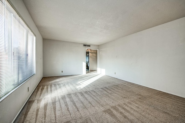 carpeted spare room featuring a textured ceiling