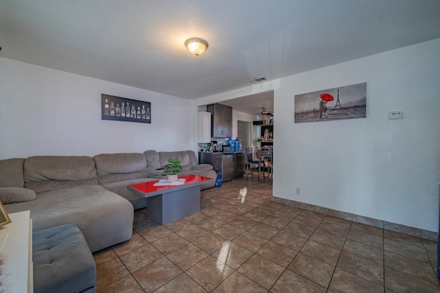 living area featuring visible vents