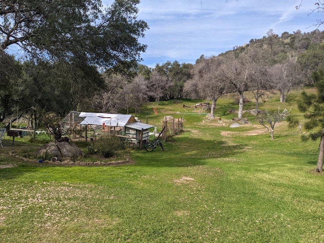 view of yard with a rural view