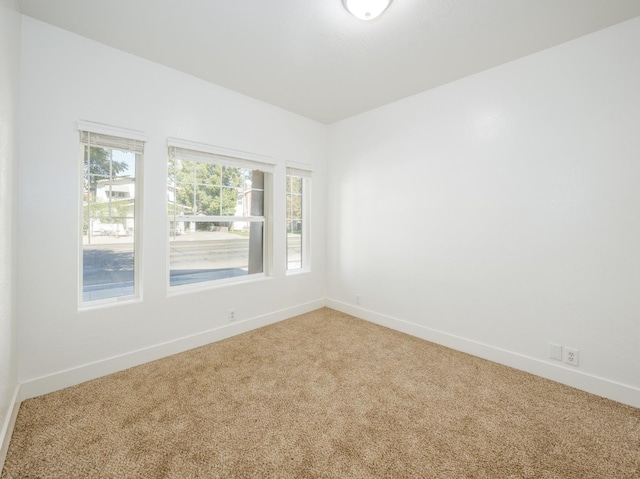 spare room featuring carpet flooring and a wealth of natural light