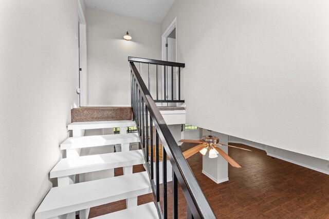 stairs with wood-type flooring