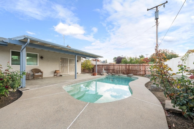 view of swimming pool with a patio area