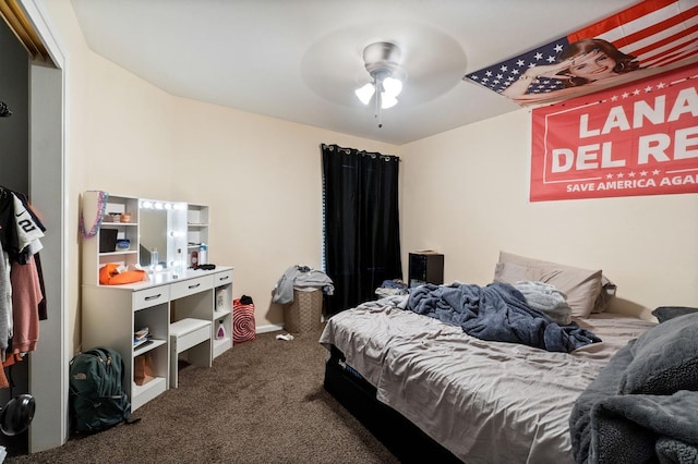 bedroom with carpet flooring and ceiling fan