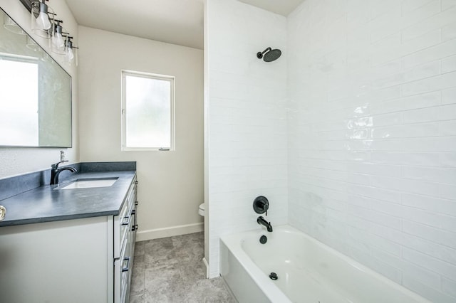 full bathroom featuring vanity, toilet, and tub / shower combination