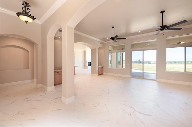 spare room featuring crown molding