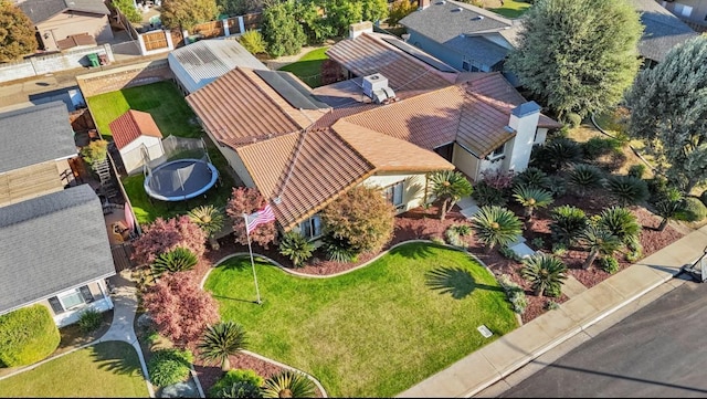 aerial view with a residential view