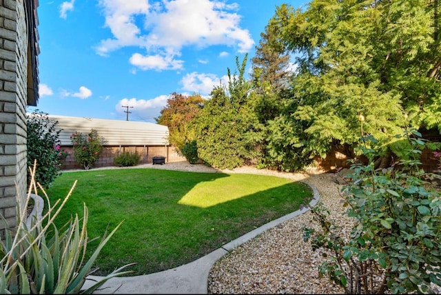 view of yard featuring a fenced backyard