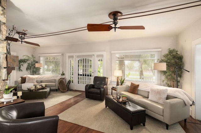 interior space featuring ceiling fan