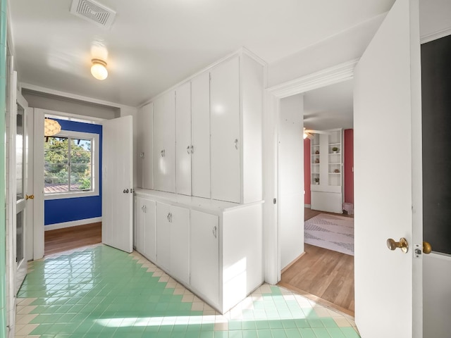 hall featuring light wood-type flooring