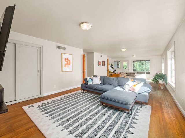 living room featuring hardwood / wood-style flooring