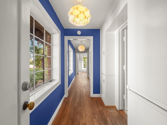 hallway featuring dark hardwood / wood-style floors