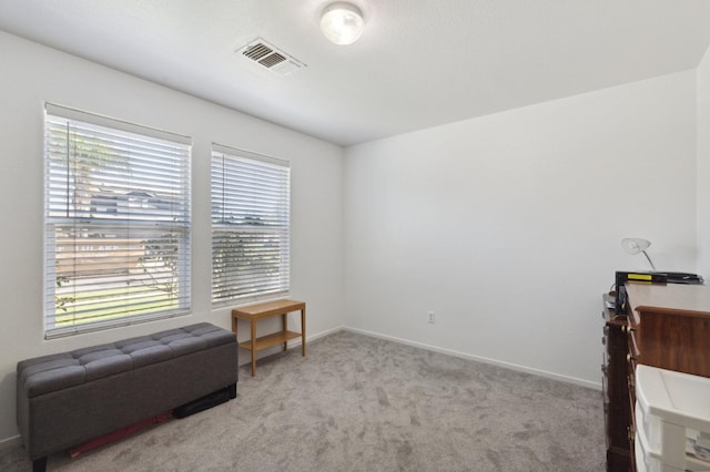 sitting room featuring light carpet and a wealth of natural light