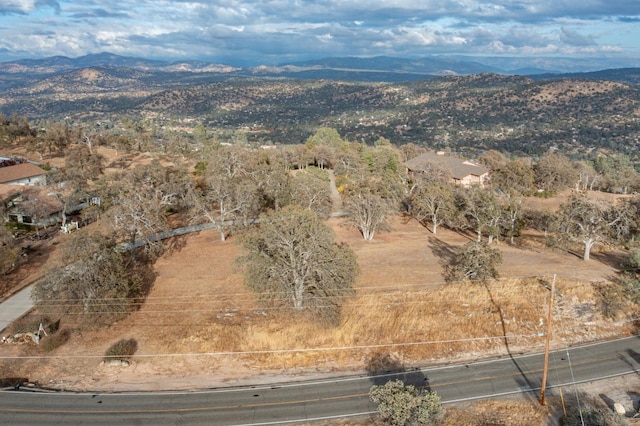 drone / aerial view featuring a mountain view