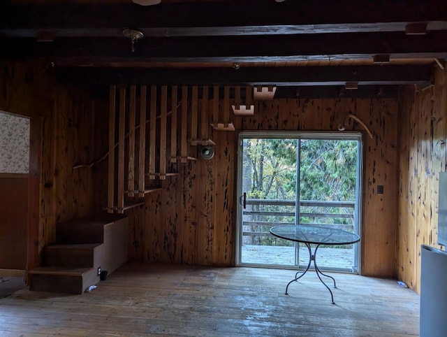 basement featuring wood-type flooring