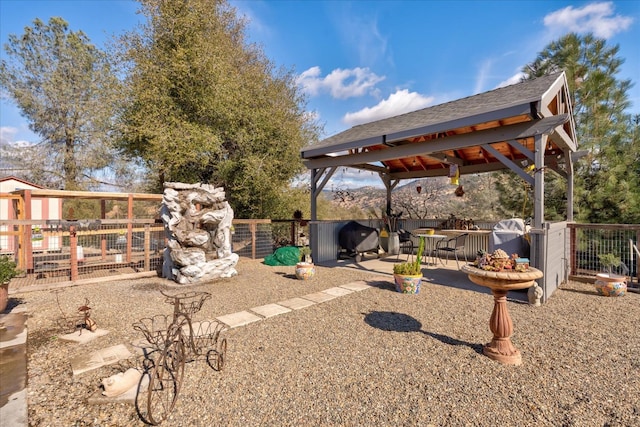 view of yard with a gazebo