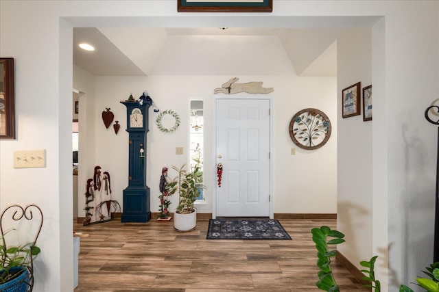 foyer with hardwood / wood-style floors