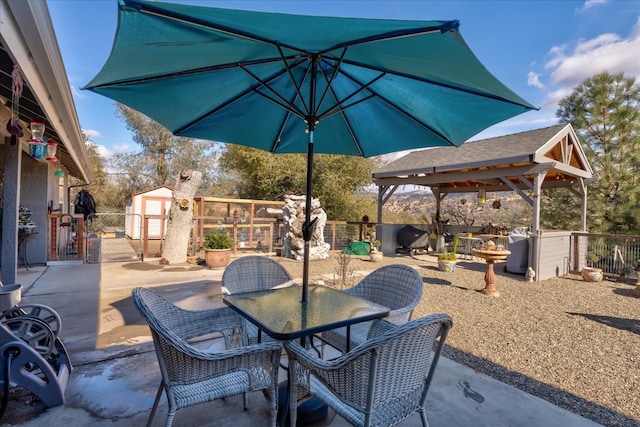 view of patio / terrace with a gazebo