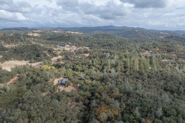 drone / aerial view featuring a mountain view