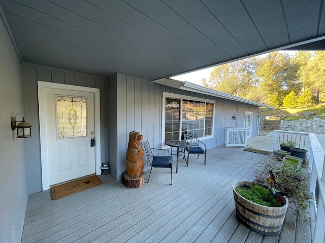 deck featuring covered porch