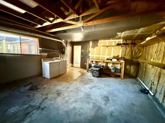 basement with separate washer and dryer