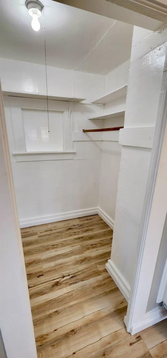 walk in closet featuring wood-type flooring