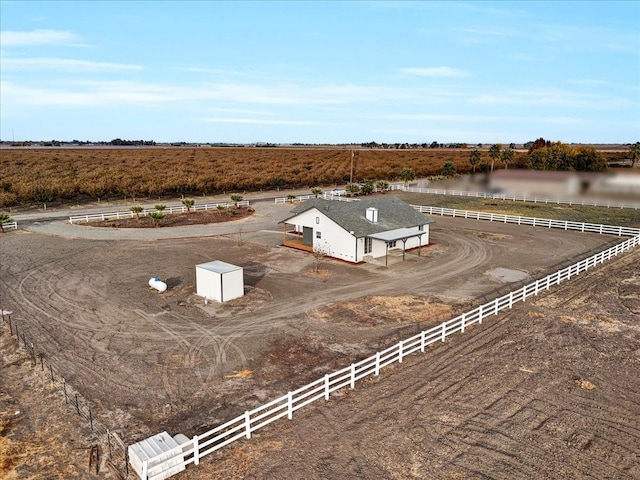 aerial view featuring a water view and a rural view