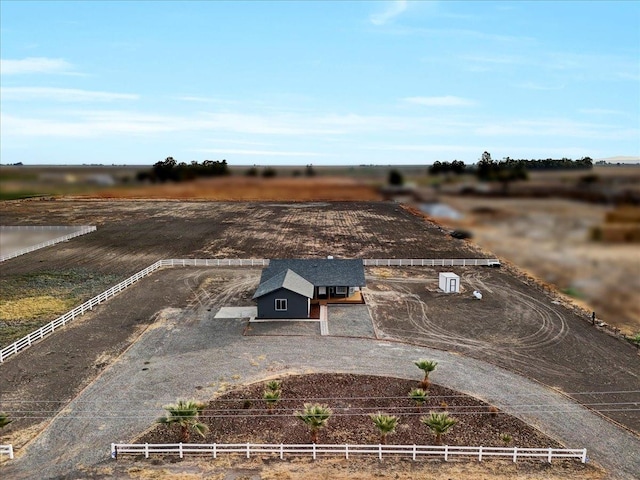 aerial view featuring a rural view