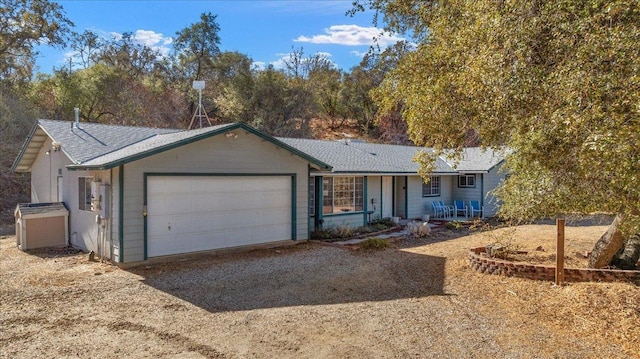 single story home with a garage