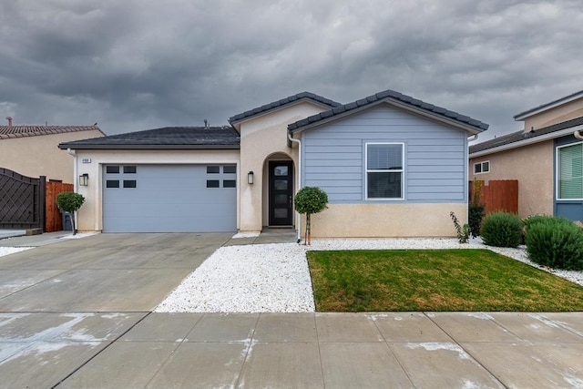 view of front of house with a garage