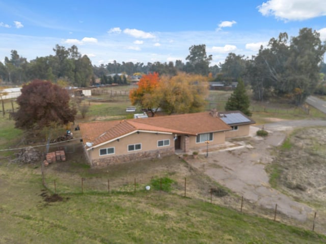 drone / aerial view with a rural view