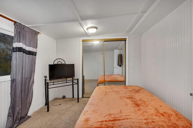 carpeted bedroom with a closet