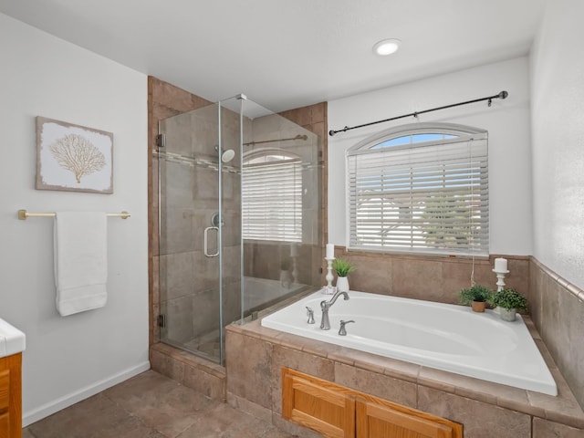 bathroom featuring plus walk in shower