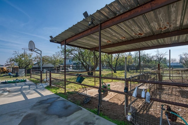 exterior space with an outbuilding