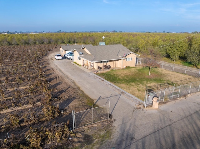 drone / aerial view with a rural view