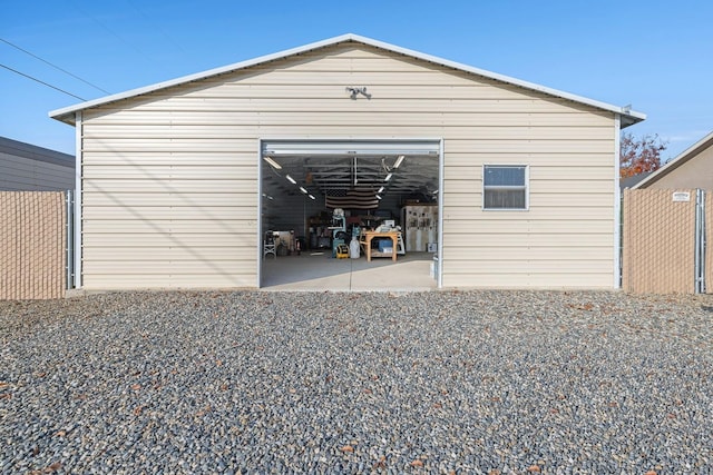 view of outbuilding featuring a garage