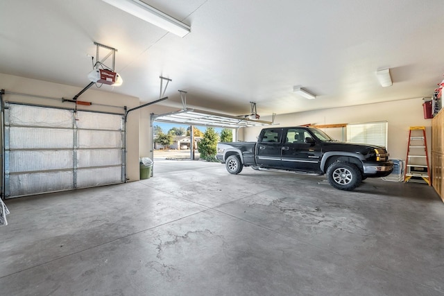 garage with a garage door opener