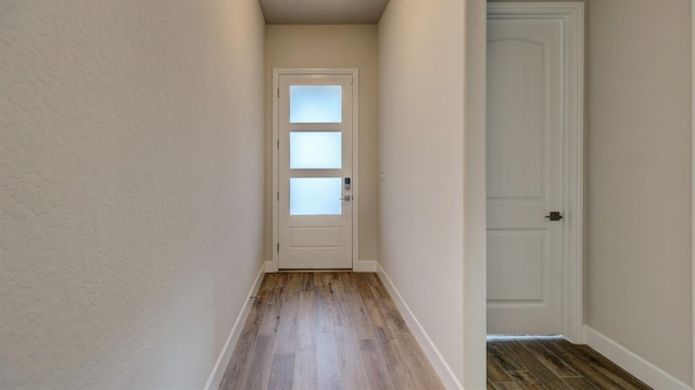 entryway featuring plenty of natural light and dark hardwood / wood-style flooring