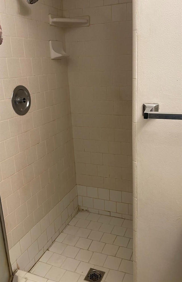 bathroom with a tile shower