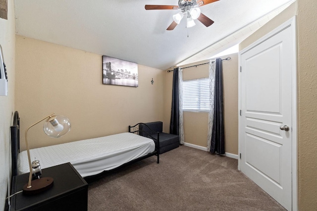 5870 E Midwick Ln, Fresno, CA 93727 - carpeted bedroom featuring lofted ceiling and a ceiling fan