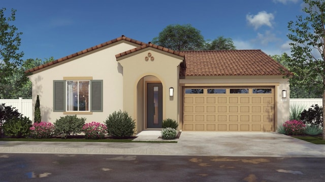 mediterranean / spanish-style home featuring a garage