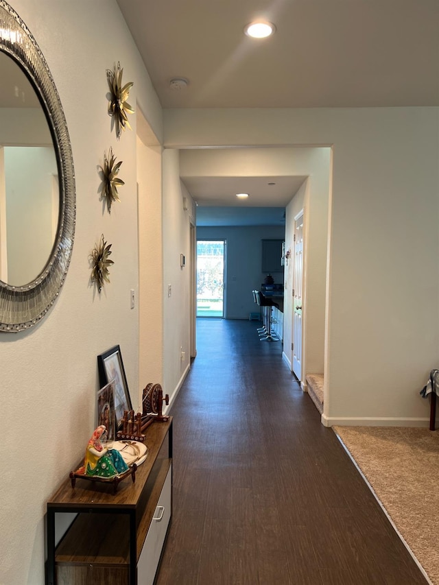 hall featuring dark hardwood / wood-style floors