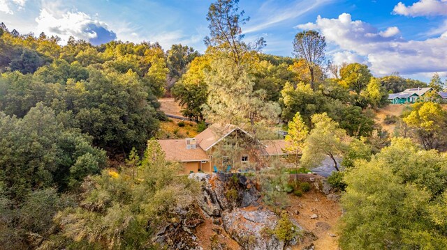 50365 Spook Ln, Oakhurst, CA 93644 - drone / aerial view featuring a forest view