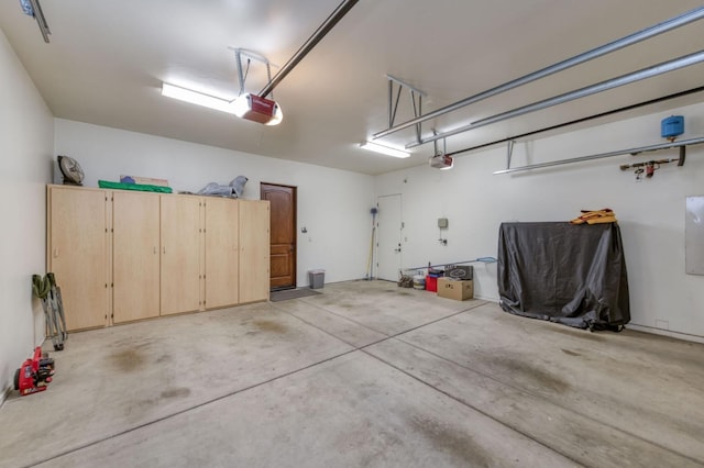 garage with a garage door opener