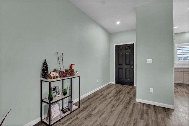 entrance foyer with light hardwood / wood-style flooring