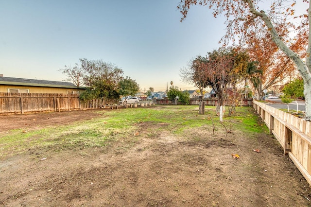 view of yard at dusk