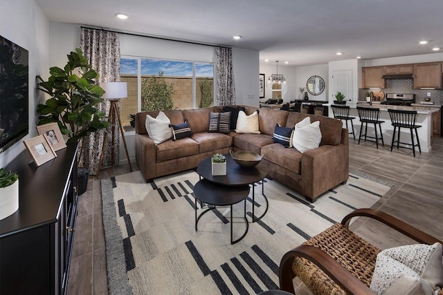 view of tiled living room