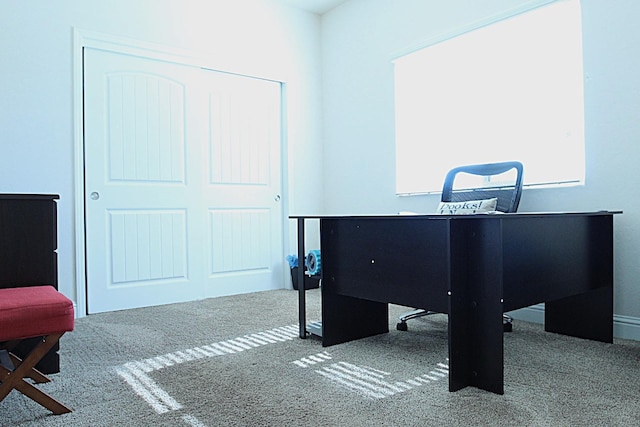 view of carpeted office space