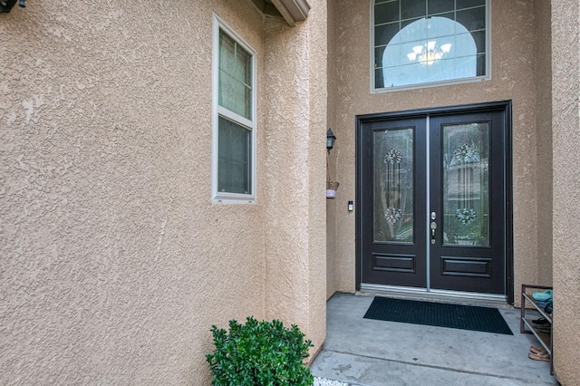 property entrance with french doors