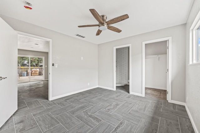 unfurnished bedroom with ceiling fan